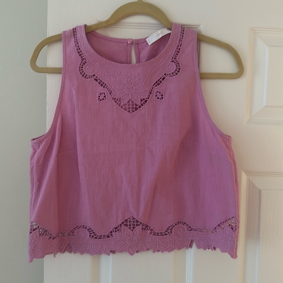 Mango Tops - Mango lilac embroidered crop top.